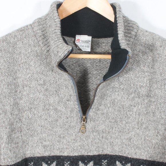 ASA Gjestal Spinneri Women's 1/2-zip Sweater S Gray Norwegian Snowflake Wool - Picture 2 of 6